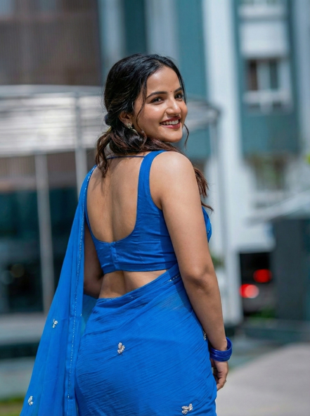 "Maya" - Hand-Dyed Chiffon Saree with Delicate Motifs