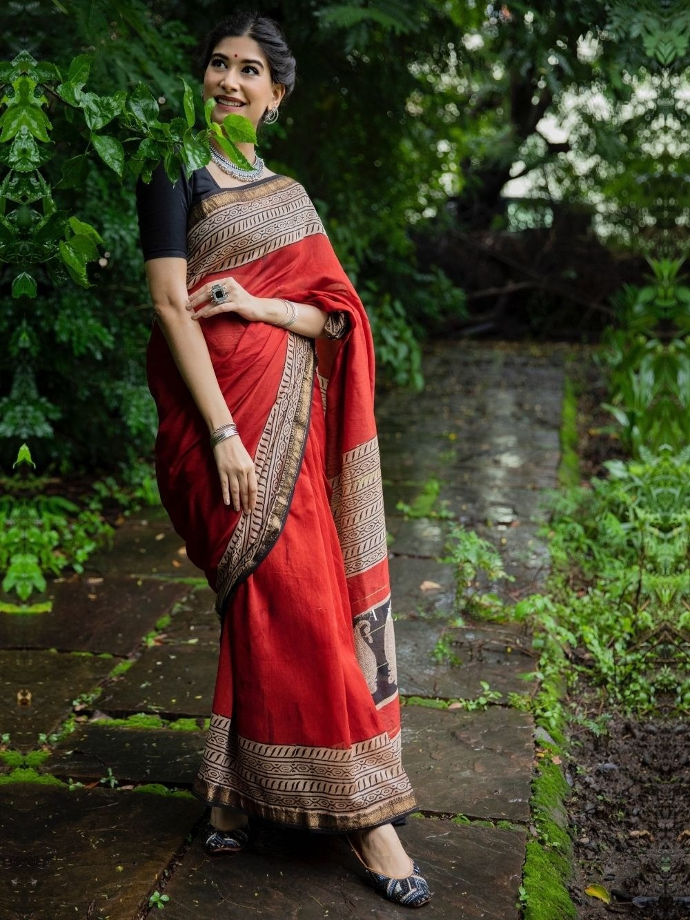 Heritage Red Maheshwari Silk Handloom Saree