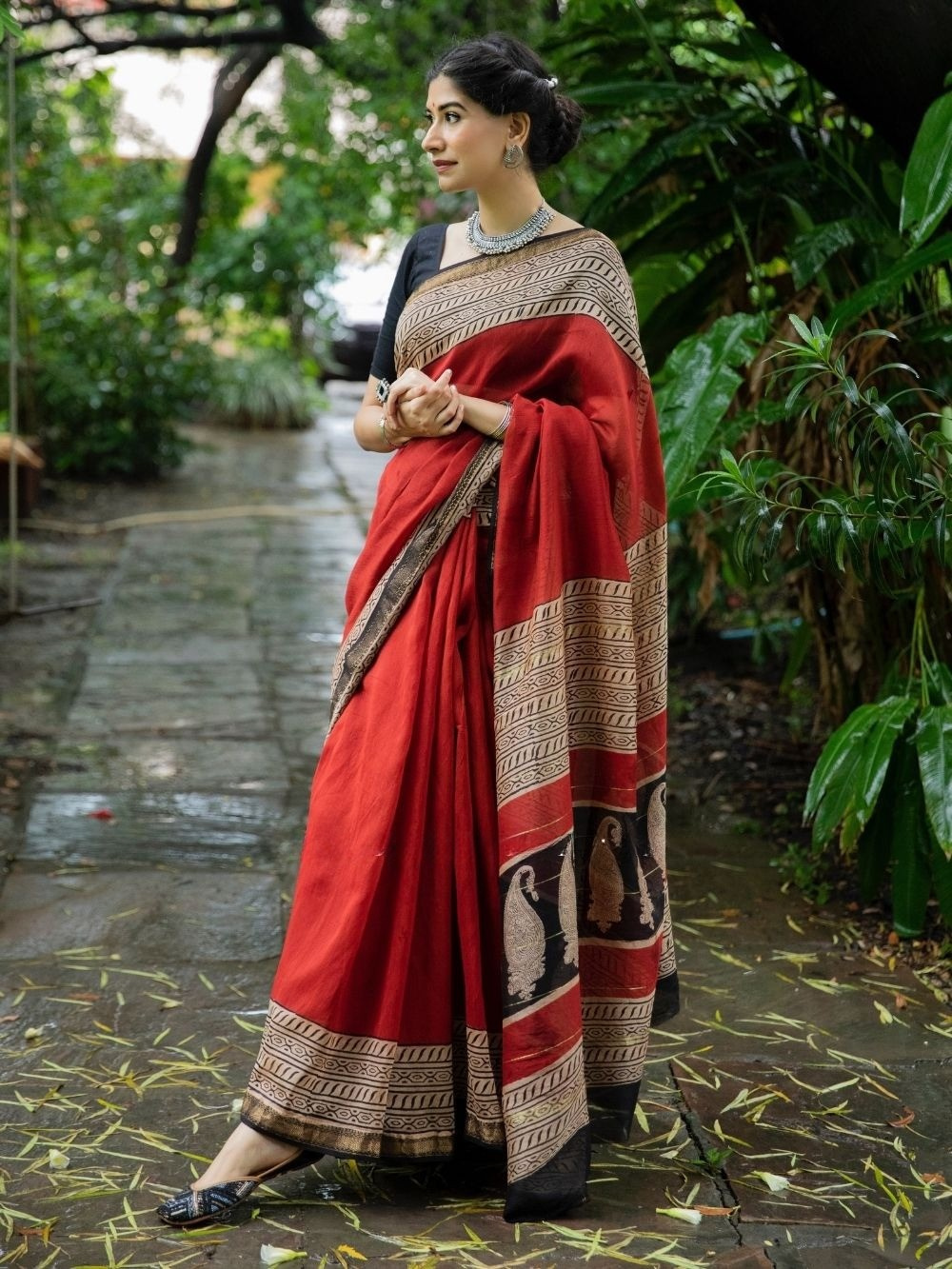 Heritage Red Maheshwari Silk Handloom Saree