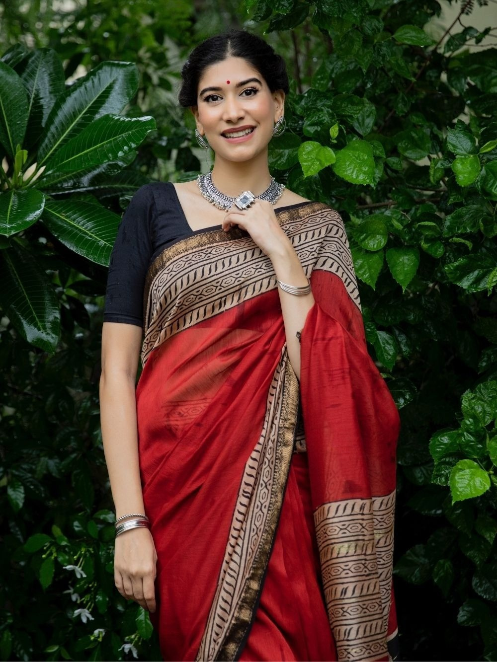 Heritage Red Maheshwari Silk Handloom Saree