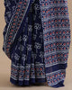 Neelima Indigo Mulmul Cotton Saree – Handblock Print & Lightweight Drapes