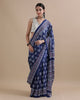 Neelima Indigo Mulmul Cotton Saree – Handblock Print & Lightweight Drapes