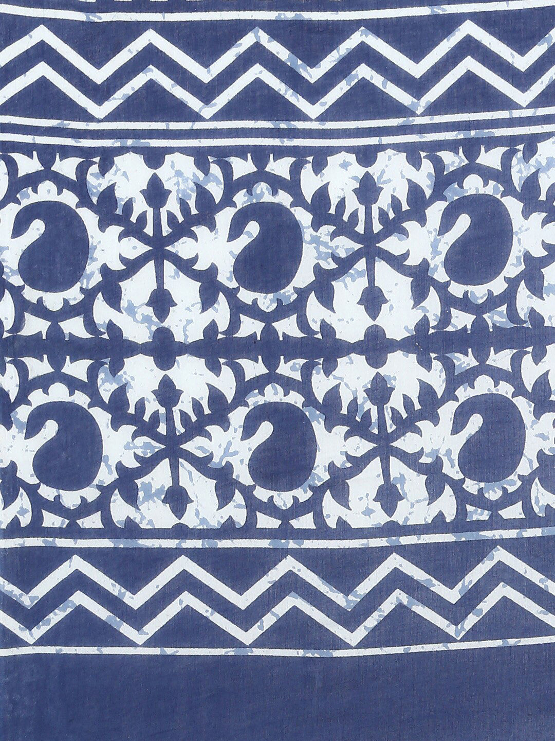 Blue & White Mulmul Cotton Handblock Saree – Lightweight & Elegant