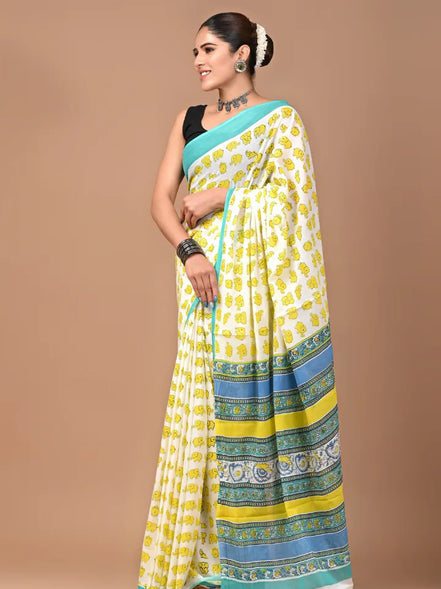 Tanya Mittal Quirky Yellow Elephant Saree