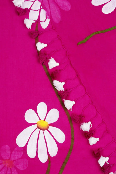 Ragini Mulmul Cotton Hand-Painted Blossom Saree