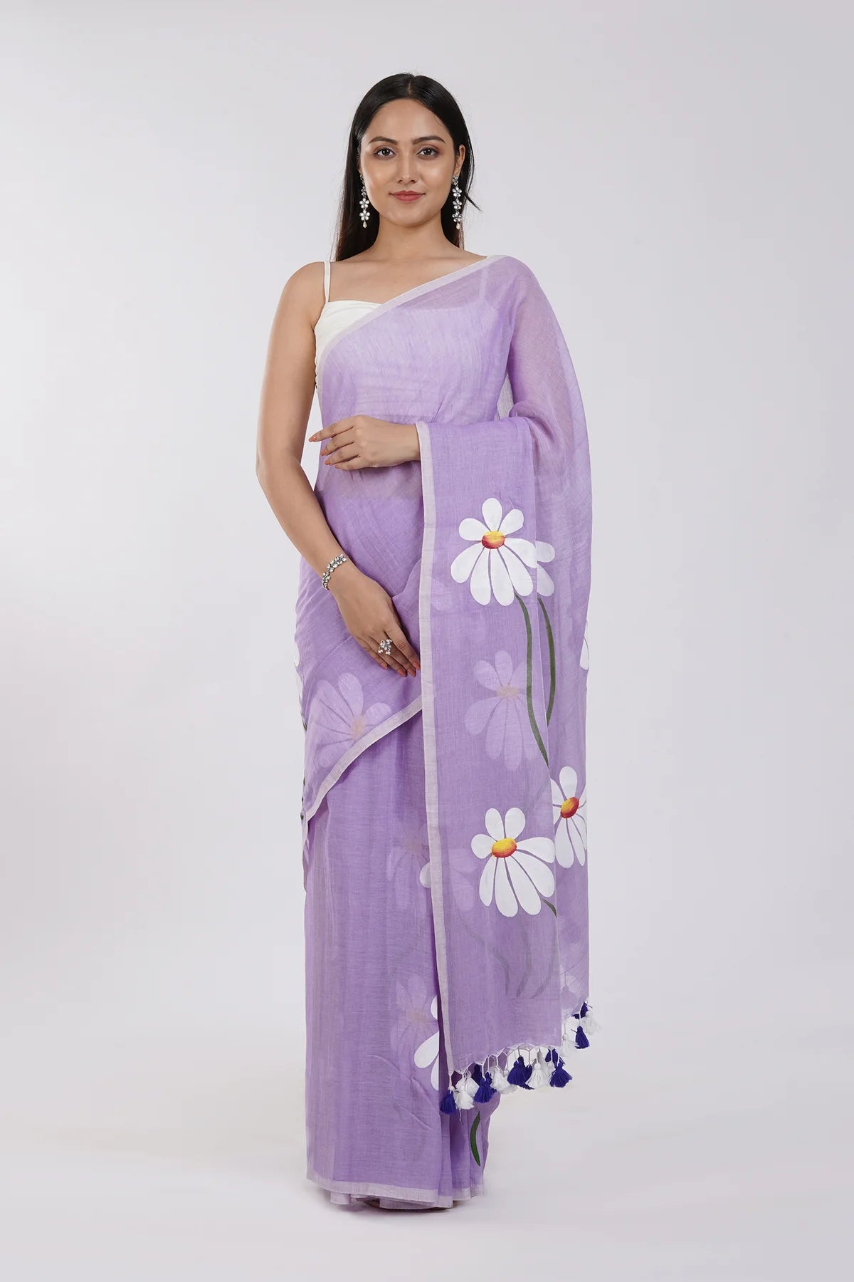 Amaya Mulmul Cotton Hand-Painted Blossom Saree