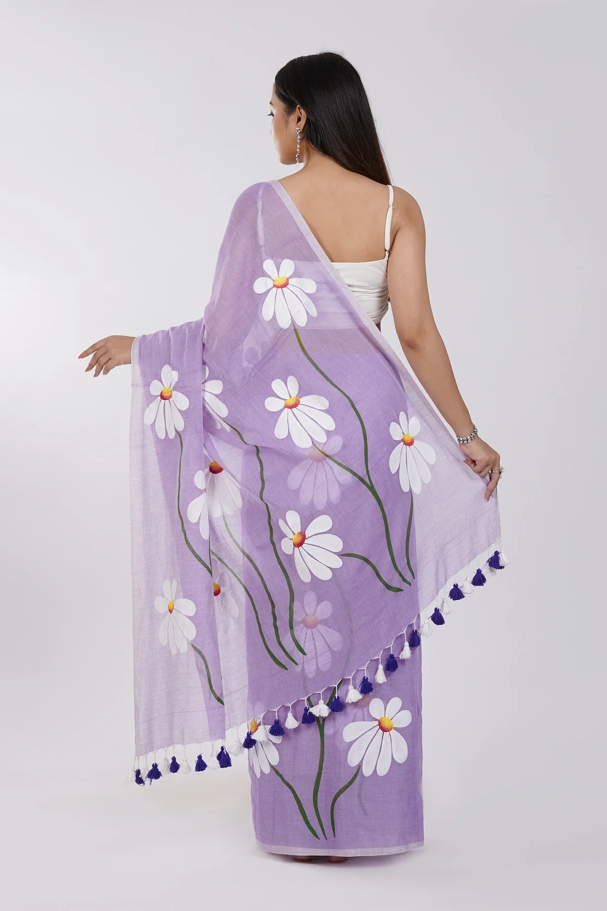 Amaya Mulmul Cotton Hand-Painted Blossom Saree