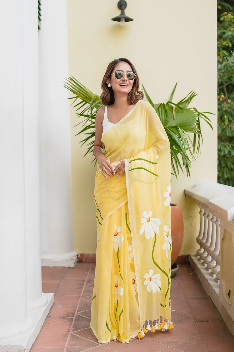 Aadhya Blossom Hand-Painted Saree