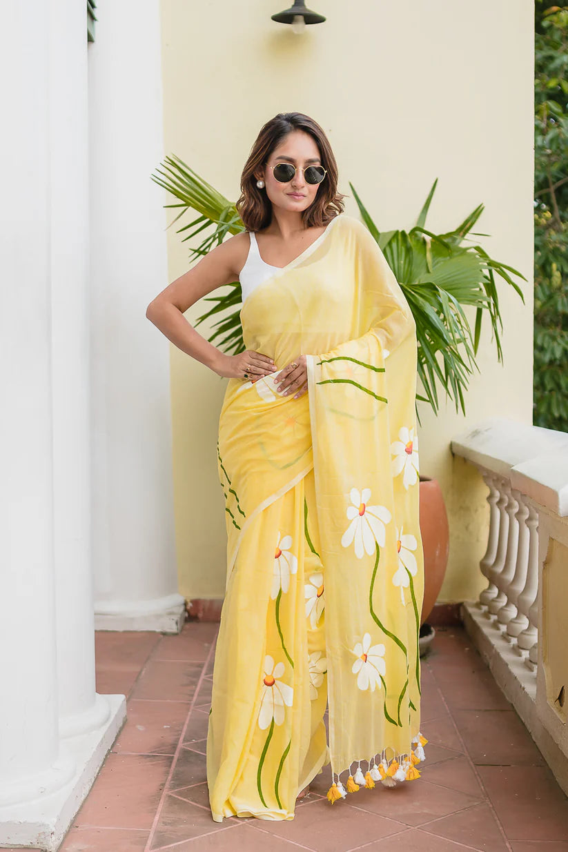 Aadhya Blossom Hand-Painted Saree