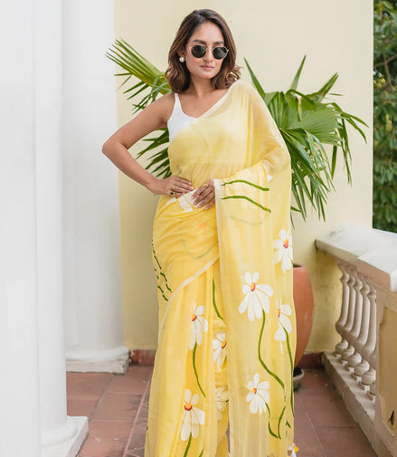 Aadhya Blossom Hand-Painted Saree