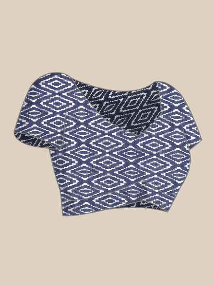Blue & White Mulmul Cotton Handblock Saree – Lightweight & Elegant