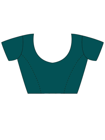 "Mani" - Emerald Green Satin Saree with Gold Zari Border