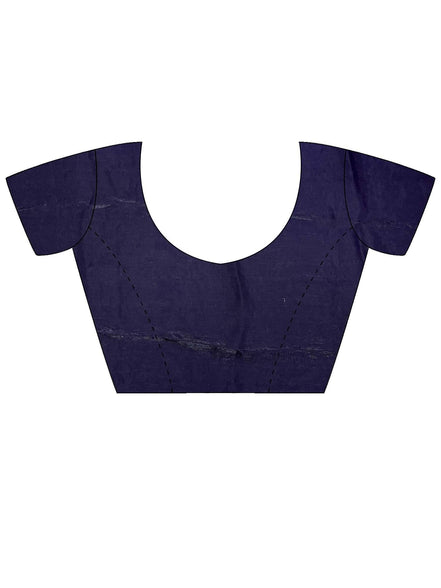 "Indivar" - Navy Blue Satin Saree with Gold Zari Border