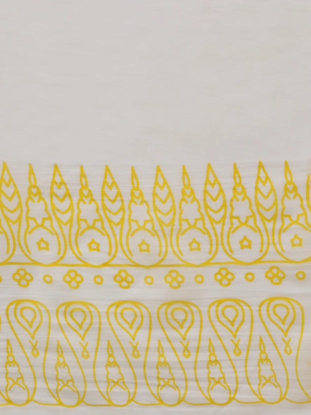 Kanak Yellow Mulmul Cotton Saree – Handblock Print | Sunshine Elegance