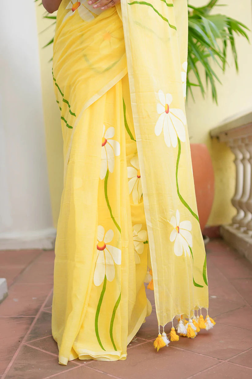 Aadhya Blossom Hand-Painted Saree